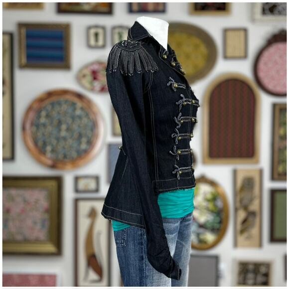 Byron Lars Beauty Mark Military Denim Jacket Womens Size 4 NWT Michael Jackson - Picture 10 of 12